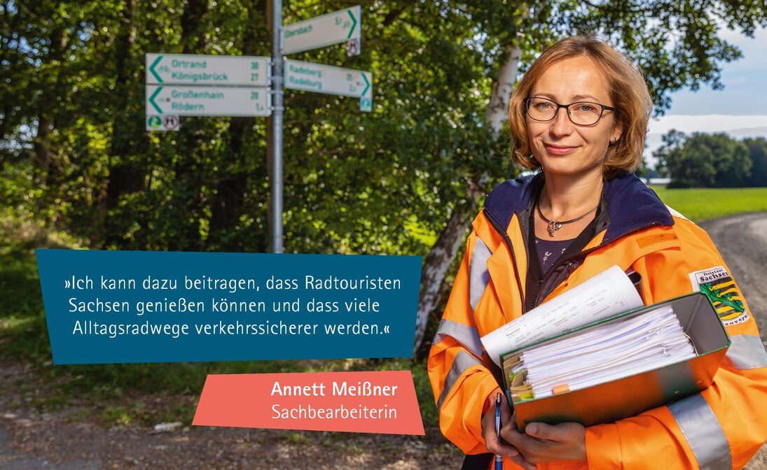 Zitat Annett Meißner: Ich kann dazu beitragen, dass Radtouristen Sachsen genießen können und dass viele Alltagsradwege verkehrssicherer werden.