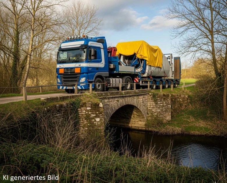 Lastkraftwagen auf Brücke