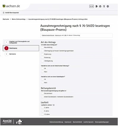 Antragprozess für §70 StVZO